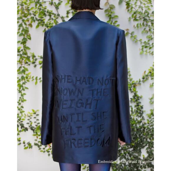 Grover Rad Jacket Womens XS Blue Collection 001 Wool Silk Art Oversized Blazer - Picture 1 of 14